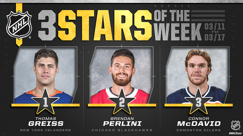 NHL Three Stars of the Week announced (March 11th-March 17th, 2019)