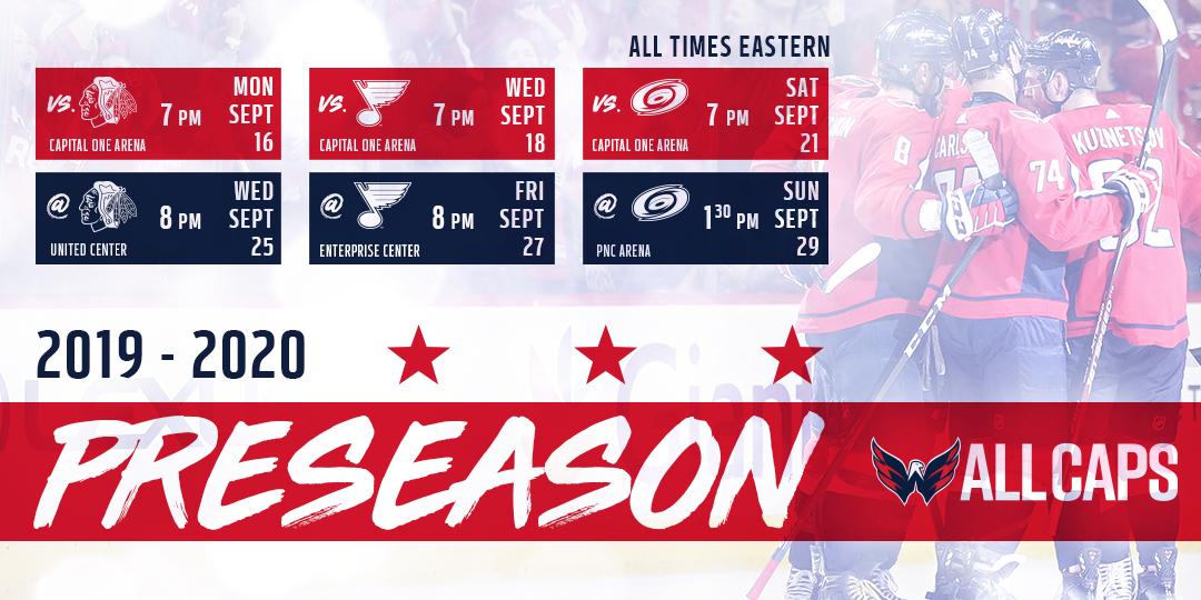 Capitals Announce 2019-20 Preseason Schedule